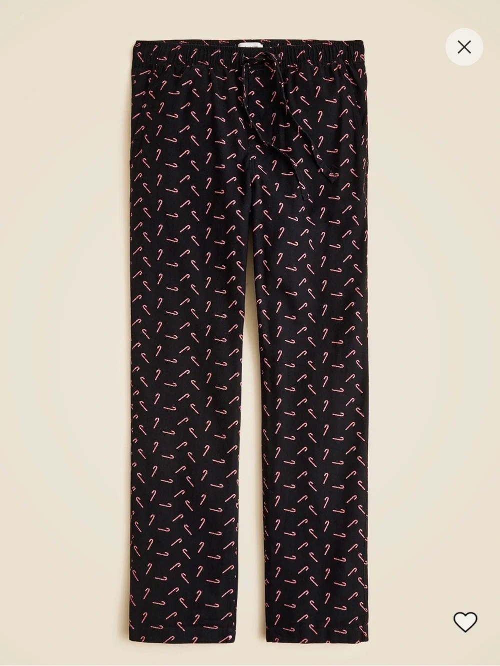 J. Crew Black Lounge Pants with Pink Candy Cane Print